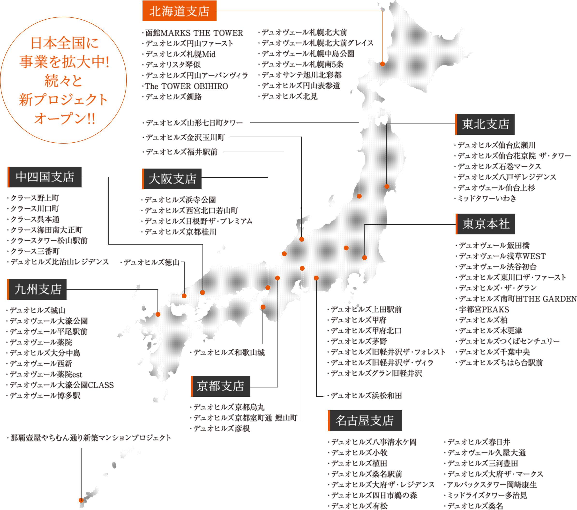 日本全国に事業を拡大中! 続々と新プロジェクトオープン!!