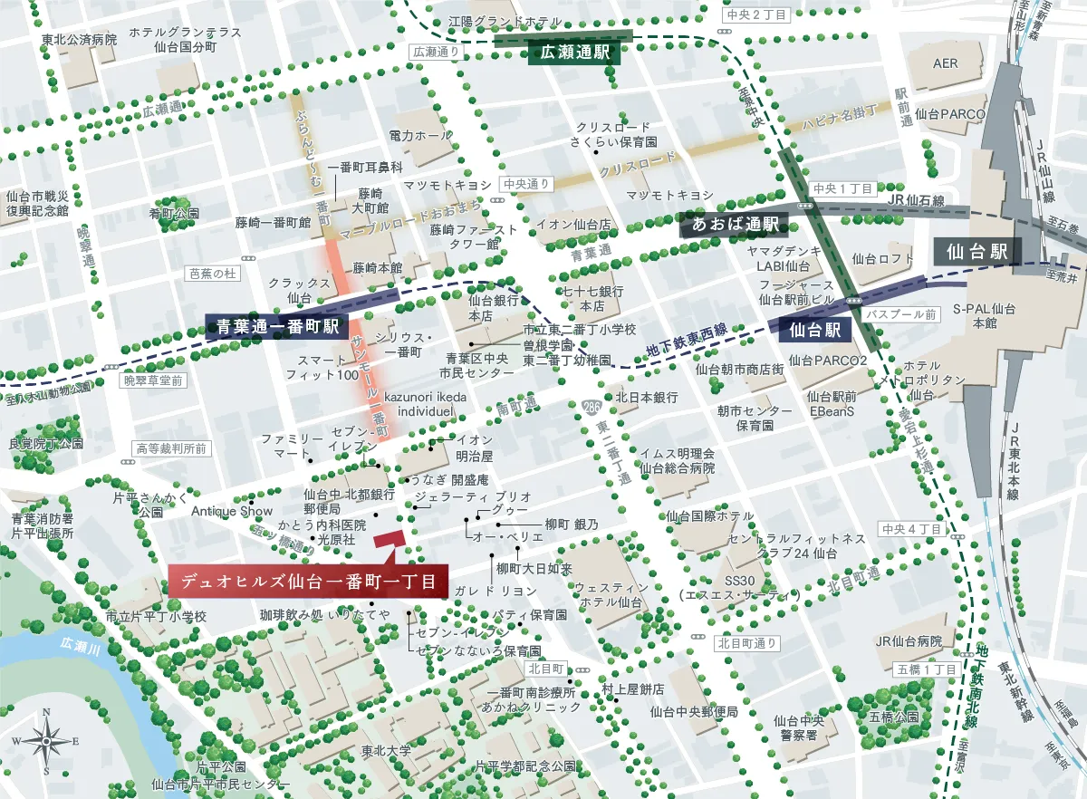 デュオヒルズ仙台一番町一丁目 現地案内図