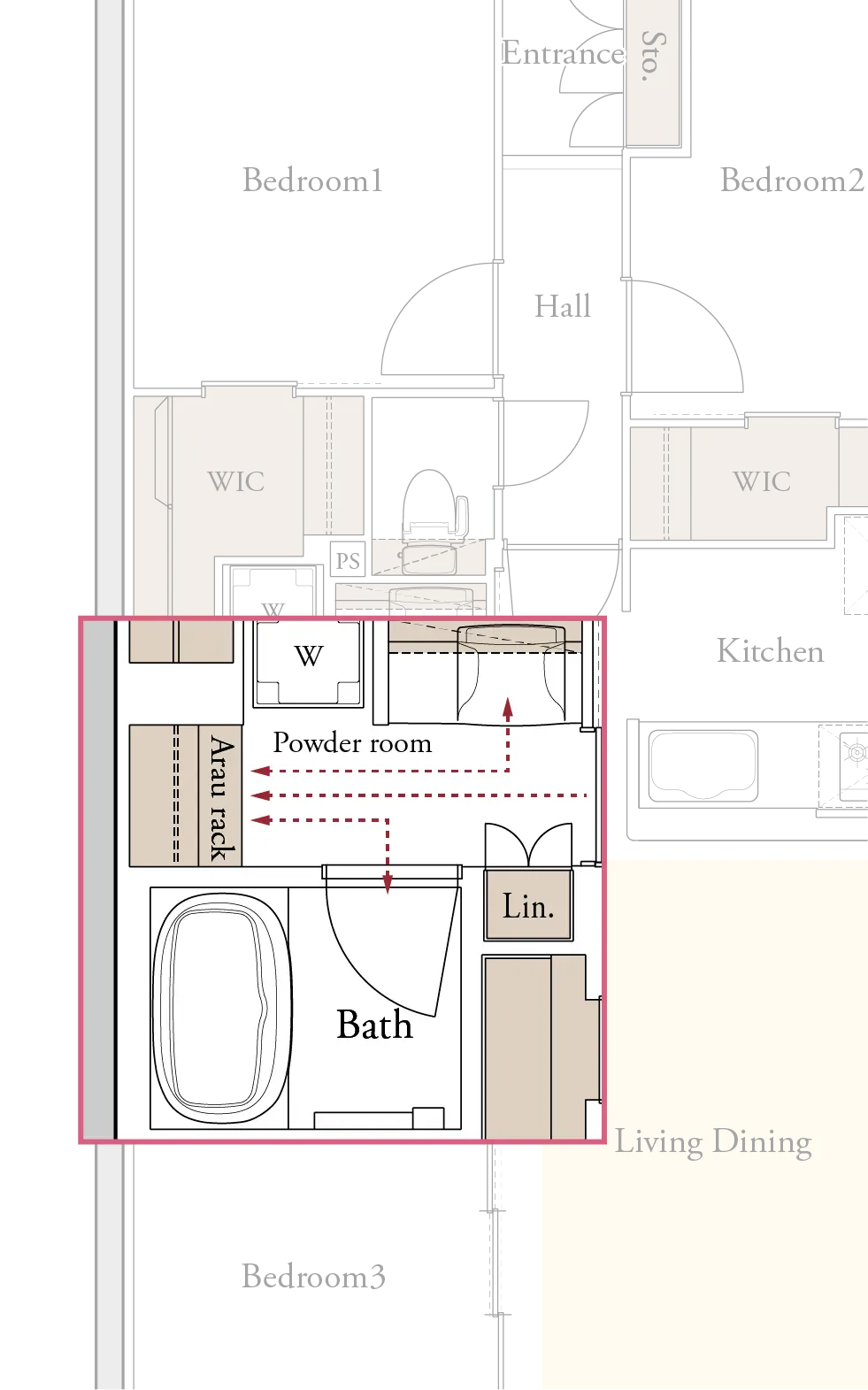 脱衣所の設計イメージ図