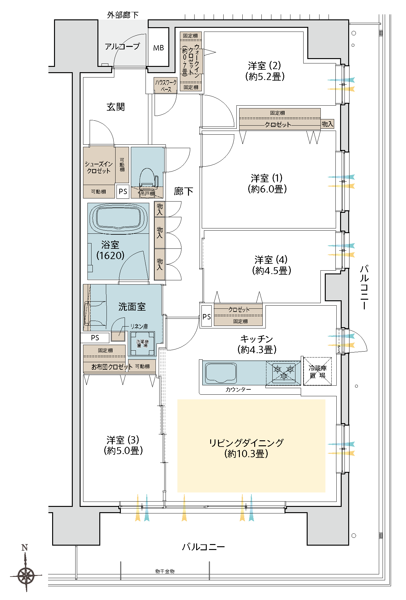 South Court NTYPE 間取り図
